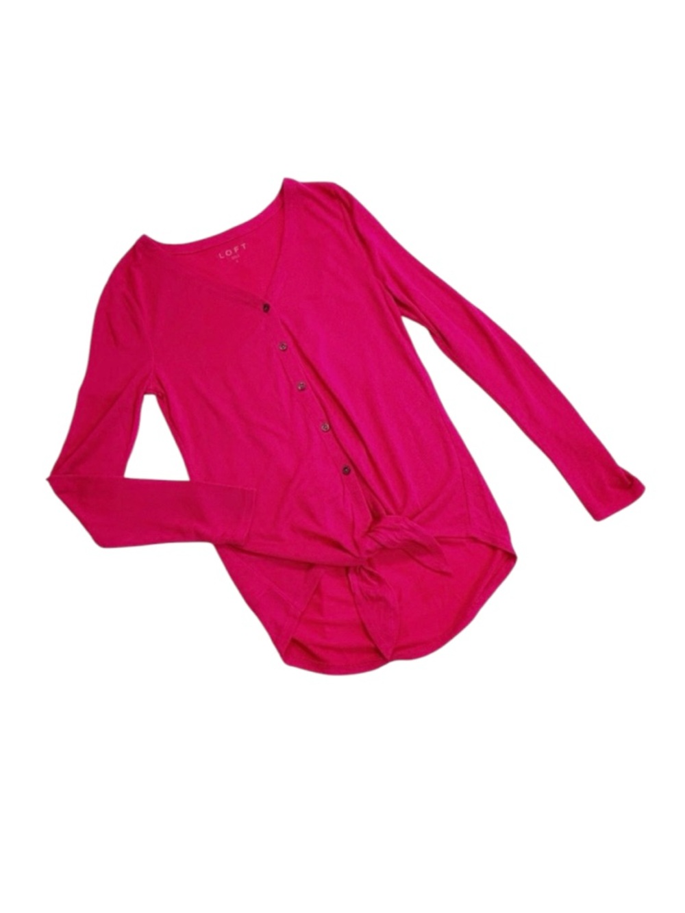 Loft Pink The Hem Button Down Tie Tee Size Small NEW
